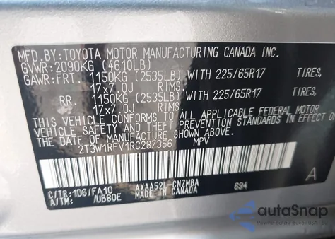 2024 Toyota Rav4 Xle z USA, uszkodzony, nr VIN 2T3W1RFV1RC287356